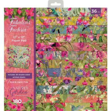 Crafter's Companion Nature's Garden 12X12 Paper Pad, Fabulous Fuchsia