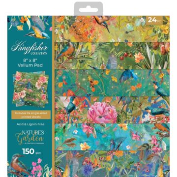 Crafter's Companion Nature's Garden 8X8 Vellum Pad, Kingfisher