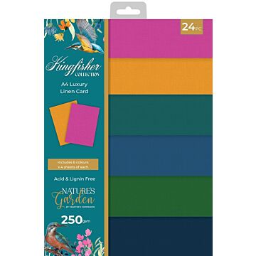 Crafter's Companion Nature's Garden A4 Luxury Linen Card Pack, Kingfisher
