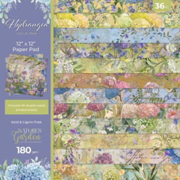 Crafter's Companion Nature's Garden 12X12 Paper Pad, Hydrangea