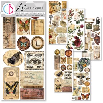 Ciao Bella Art Stickers Uncut Transparent Adhesive Sheets, Cabinet of Curiosities