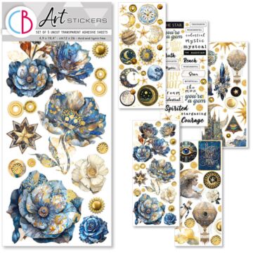 Ciao Bella Art Stickers Uncut Transparent Adhesive Sheets, Celestial