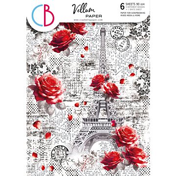 Ciao Bella A4 Vellum Paper Pack, Paris Je t'aime