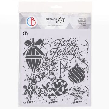 Ciao Bella Texture Stencil, Sparkling Christmas - Happy Holidays