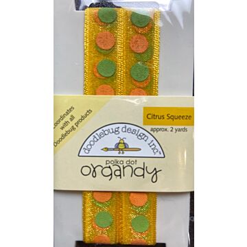 Doodlebug Ribbon - Polka Dot Organdy - Citrus Squeeze