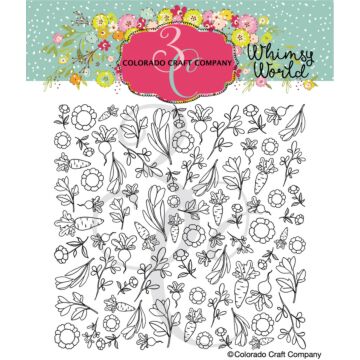 Colorado Craft Company Clear Stamp, Whimsy World - Spring Bunny Background