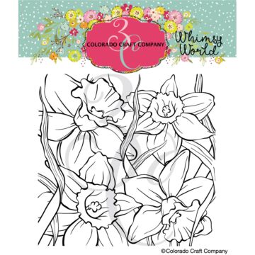 Colorado Craft Company Clear Stamp, Whimsy World - Daffodil Background