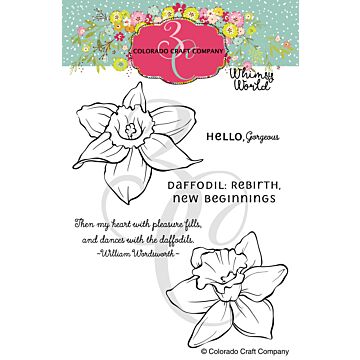 Colorado Craft Company Clear Stamp, Whimsy World - Dancing Daffodils