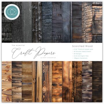 Craft Consortium 6X6 Essential Craft Papers Pad, Scorched Wood