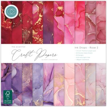 Craft Consortium Essential Craft Papers Ink Drops - Rose 2 12x12 Paper Pad