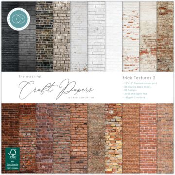Craft Consortium Essential Craft Papers Brick Textures 2 12x12 Paper Pad