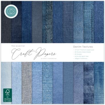 Craft Consortium Essential Craft Papers Denim Textures 12x12 Paper Pad
