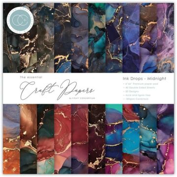 Craft Consortium 6X6 Essential Craft Papers Pad, Ink Drops - Midnight