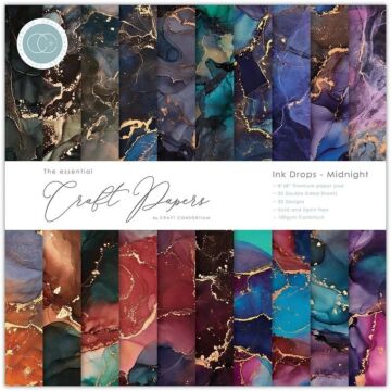 Craft Consortium 8X8 Essential Craft Papers Pad, Ink Drops - Midnight