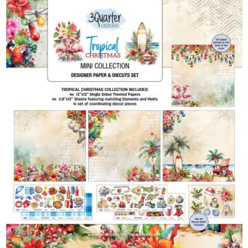 3Quarter Designs Tropical Christmas 12x12 Design Paper & Diecuts Set Mini Collection