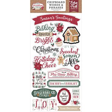 Echo Park Baking Christmas Cheer Chipboard Words & Phrases
