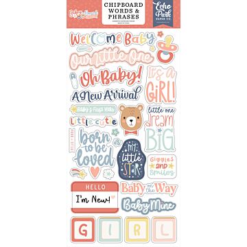 Echo Park Chipboard Words & Phrases, Baby on Board Girl