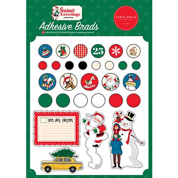 Carta Bella Adhesive Brads, Season's Greetings