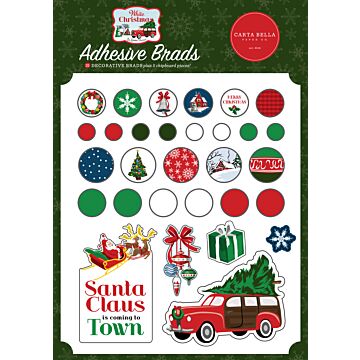 Carta Bella Adhesive Brads, White Christmas