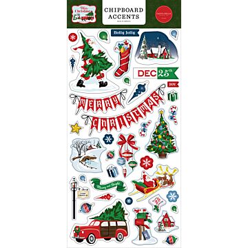 Carta Bella Chipboard Accents, White Christmas