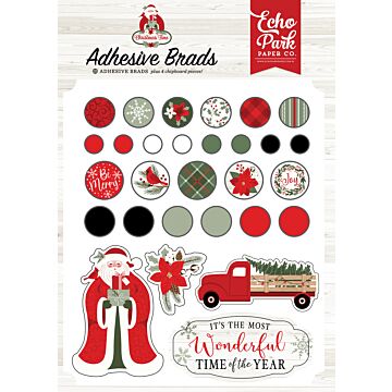 Echo Park Adhesive Brads, Christmas Time