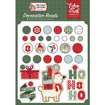 Echo Park Here Comes Santa Paws Decorative Brads
