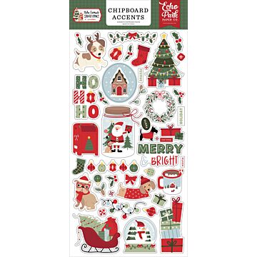 Echo Park Here Comes Santa Paws Chipboard Accents
