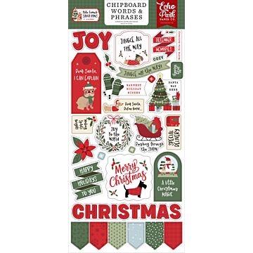 Echo Park Here Comes Santa Paws Chipboard Words & Phrases