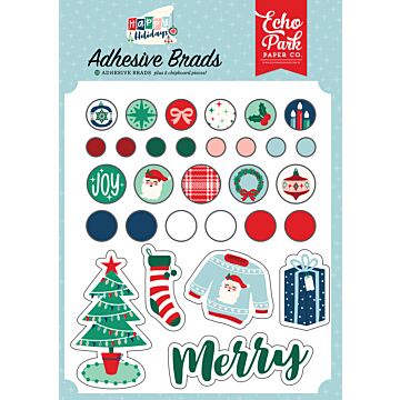 Echo Park Adhesive Brads, Happy Holidays