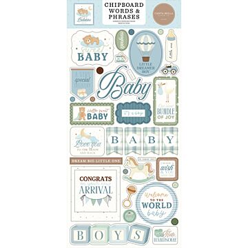 Echo Park Chipboard Words & Phrases, Little Lullabies Baby Boy