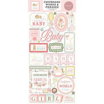 Echo Park Chipboard Words & Phrases, Little Lullabies Baby Girl