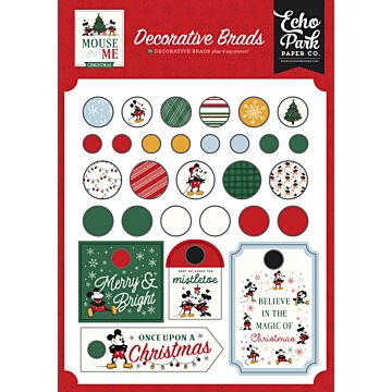 Echo Park Mouse and Me Christmas Decorative Brads