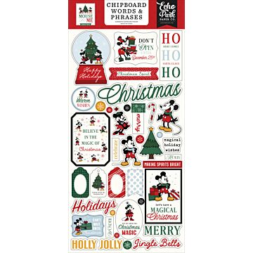 Echo Park Mouse and Me Christmas Chipboard Words & Phrases