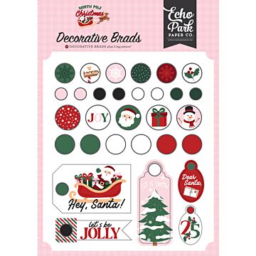 Echo Park North Pole Christmas Decorative Brads