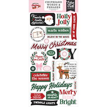 Echo Park North Pole Christmas Chipboard Words & Phrases