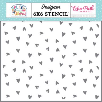 Echo Park Stencil, Play All Day Girl - Sweet Hearts