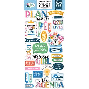 Echo Park Chipboard Words & Phrases, Plan On It