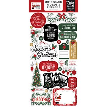 Echo Park Chipboard Words & Phrases, Santa Claus