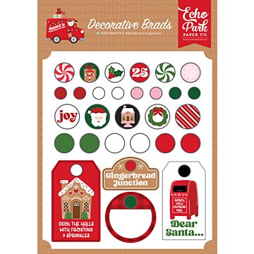 Echo Park Decorative Brads, Santa's Christmas Delivery