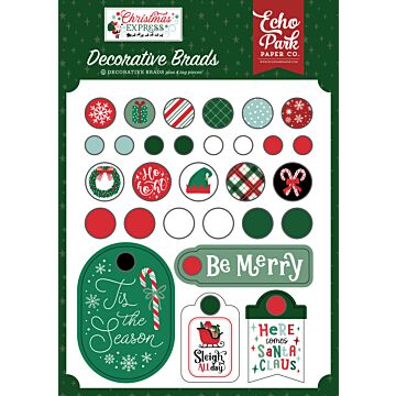 Echo Park Decorative Brads, Christmas Express