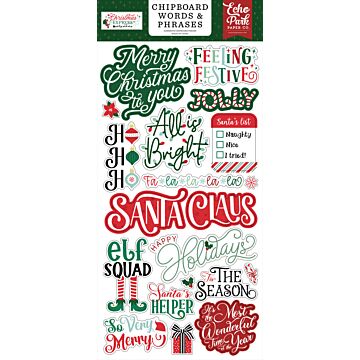 Echo Park Chipboard Words & Phrases, Christmas Express