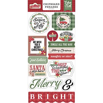 Echo Park Chipboard Phrases, Santa Claus Lane