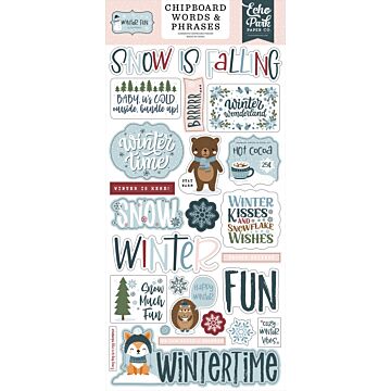 Echo Park Chipboard Words & Phrases, Winter Fun
