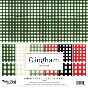 Echo Park Watercolor Gingham Christmas 12x12 Collection Kit