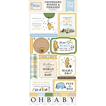 Echo Park Chipboard Words & Phrases, Winnie the Pooh Baby