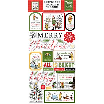 Echo Park Chipboard Words & Phrases, Winnie The Pooh Christmas