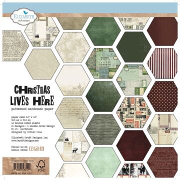 Elizabeth Craft Designs - 12X12 Cardstock Pack, Christmas Lives Here