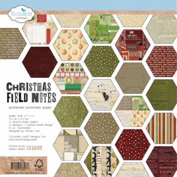 Elizabeth Craft Designs 12X12 Printed Cardstock Pack, Christmas Field Notes