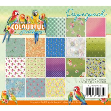Find IT Trading Amy Design 6X6 Paper Pack, Colourful Feathers