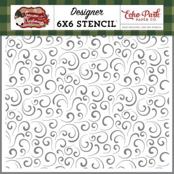 Echo Park Gnome For Christmas: Snowy Swirls Stencil